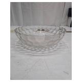 Vintage Bubble Pattern Glass Serving Bowl