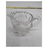 Vintage Clear Glass Creamer with Floral Etching