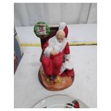 Vintage Santa Claus Figurine and Collector Plate Set