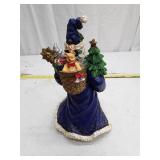 Vintage Blue Robe Santa with Toy Basket Figurine