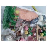 Fabric Mache Mr. & Mrs. Easter Bunny Couple With Baby 12" Tall In Box