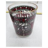 Decorative Glass Tumblers with Red and White Pattern, Seasons Greetings