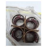 Decorative Glass Tumblers with Red and White Pattern, Seasons Greetings