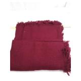 Burgundy Waffle Weave Throw Blanket with Fringe