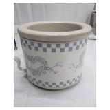 Vintage 1988 Rival Potpourri Crock 3206 Blue Floral Ribbon/Heart Wreath- w/ Box