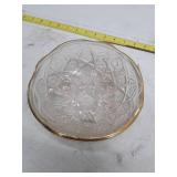 Cut Glass Bowl with Gold Rim Trim