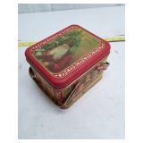 Vintage Christmas Holiday Tin Box with Handles