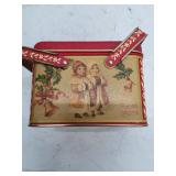 Vintage Christmas Holiday Tin Box with Handles