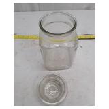 Vintage Clear Glass Storage Jar with Starburst Lid