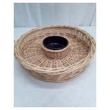 Woven Wicker Chips and Salsa Bowl