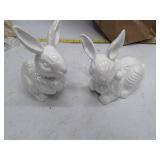 Vintage White Ceramic Rabbit Figurines