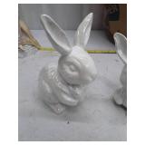 Vintage White Ceramic Rabbit Figurines