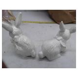 Vintage White Ceramic Rabbit Figurines