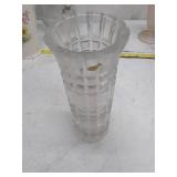 Vintage Frosted Glass Geometric Vase