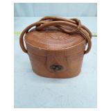 Vintage Embossed Leather Collar Box, missing bottom piece.