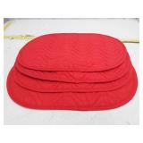 Red Quilted Oval Placemats Set