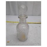 Vintage Clear Glass Diamond Pattern Decanter