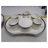 Mikasa Bone China Set, 22pcs, silver/black trim