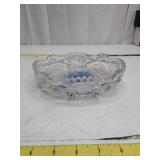 Vintage Cut Crystal Bowl with Blue Flower Detail