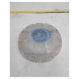 Vintage Cut Crystal Bowl with Blue Flower Detail
