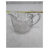Vintage Cut Glass Cream Pitcher with Floral Design
