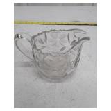 Vintage Cut Glass Cream Pitcher with Floral Design