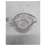 Vintage Cut Glass Cream Pitcher with Floral Design