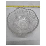 Vintage Cut Glass Serving Bowl with Sunburst Pattern