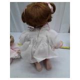 Vintage Porcelain Dolls in Pink and White Dresses