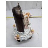 Vintage Angel Musical Figurine with Gothic Window Frame