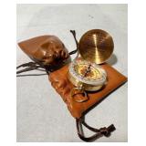 2 New To My Son, Love Dad Gold Compasses w/ Protective Leather Sheaths. Come as is as pictured new great gift.