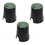 3 New NDS 6” Round Valve Box and Cover, Black Box, Green ICV Cover