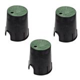 3 New NDS 6” Round Valve Box and Cover, Black Box, Green ICV Cover