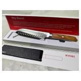 New Ryori 8” Santoku Professional Kitchen Knife w/ Protective Sleeve, Wood