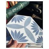 Box of 25 Tiles Merola Tile Coco Hex Camellia Blue 7" x 8" Porcelain Floor and Wall Tile *Retails $139*