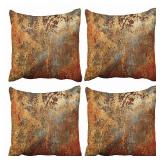 Emvency Set of 4 Throw Pillow Covers Brown Rust Colorful Metal Rusty Steel Iron Structure Wall Door Modern Abstract Decorative Square 18x18 Inches Pillowcases Home Decor Cases Cover
