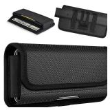 ykooe Rugged Nylon Holster Compatible with iPhone 17 16 15 14 13 12 & Pro Models, Galaxy S25, S24, S23, S22,S21 Cell Phone Belt Holder for Men, Black - L