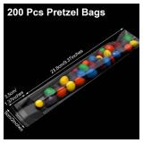200 Pcs Thickened Pretzel Rod Bags - 2x10 Inches, Self Sealing Cellophane, Clear Individual Bags for Chocolate, Candies, Cookies