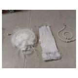 Heliltd 5Pcs Fascinators for Women Tea Party Fascinator Hat White Veil Tea Party Hats and Gloves Set for Women