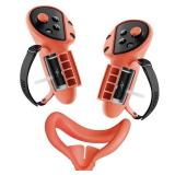ANNAPRO Controller Grips Cover for Meta Quest 3, Adjustable Knuckle Strap and Battery Opening Protector, Silicone Face Pad Cover & Joystick Covers for Oculus Quest 3 Accessories