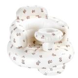 Hvygss Inflatable Baby Seat With Tray, Comfortable Sit Me Up Floor Seat For Baby Sitting Support Infant Chair for 3 Months Up (Bear Cub)