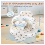 Hvygss Inflatable Baby Seat With Tray, Comfortable Sit Me Up Floor Seat For Baby Sitting Support Infant Chair for 3 Months Up (Bear Cub)