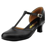 Womens T-Strap Latin Salsa Ballroom Dance Heels Black Character Shoes Prom Wedding Dress Pumps (7 / Black)