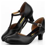 Womens T-Strap Latin Salsa Ballroom Dance Heels Black Character Shoes Prom Wedding Dress Pumps (7 / Black)
