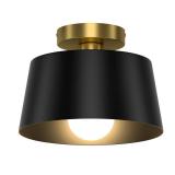 Baocuz Industrial Semi Flush Mount Hallway Ceiling Light Fixture, Farmhouse Black And Gold Ceiling Light Fixtures For Porch Entryway Kitchen Bathroom Bedroom Living Room