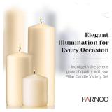 Vanilla Pillar Candles Set of 3 - Dripless Unscented - 3x3, 3x6 & 3x9 Decorative Candles for Home Decor & Table Centerpieces, PARNOO