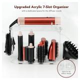 Upgraded Storage Holder for Dyson Airwrap 7-Hole Acrylic Stand Organizer for Long Barrels & Diffuser Nozzles, Countertop Holder for Airwrap Styler Accessories for Bathroom Vanity Makeup Table