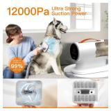 AIRROBO Dog Grooming Vacuum Kit,12000Pa Strong Pet Vacuum for Shedding,Grooming Hai,Quiet,PG100,2L Large Capacity (Pre Owned)