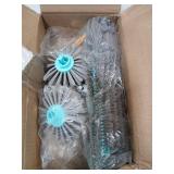 Swimming Pool Brush Head with Round Ends 17.5" Heavy Duty Aluminum Back Head for Cleans Walls, Tiles & Floors, 7 Rows Premium Nylon Bristles with EZ Clips (Blue Grey)