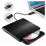 External DVD Drive USB 3.0 Type-C CD Burner Portable CD +/-RW Drive DVD Player for ROM Rewriter Burner Compatible with Laptop Desktop PC Windows MacBook Linux Mac OS